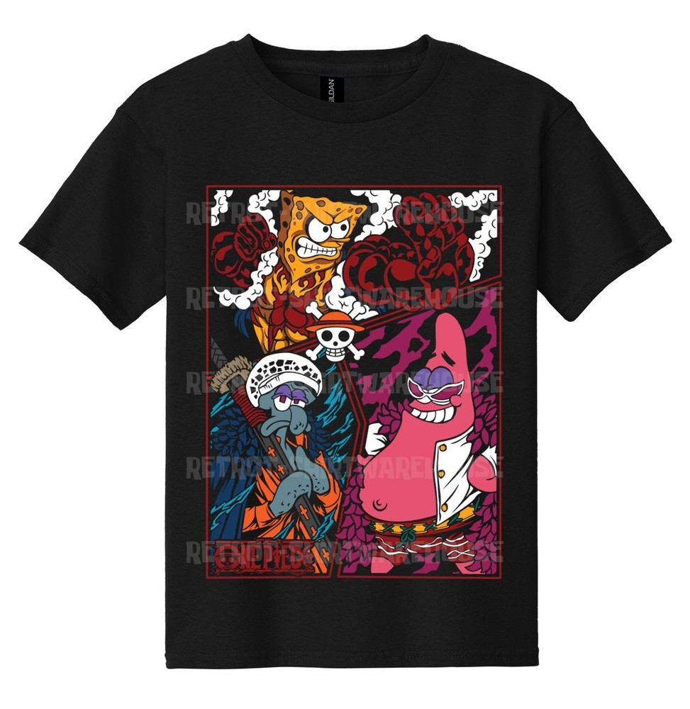One Piece Spongebob Patrick Squidward Anime Manga Graphic T-Shirt