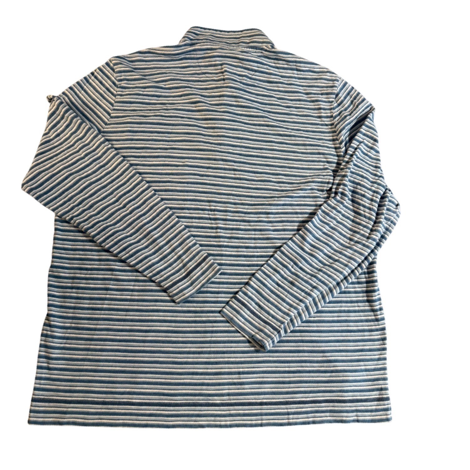 Johnnie-O Hangin Out Mens XL Blue Striped Long Sleeve Henley Shirt Stand Collar gallery