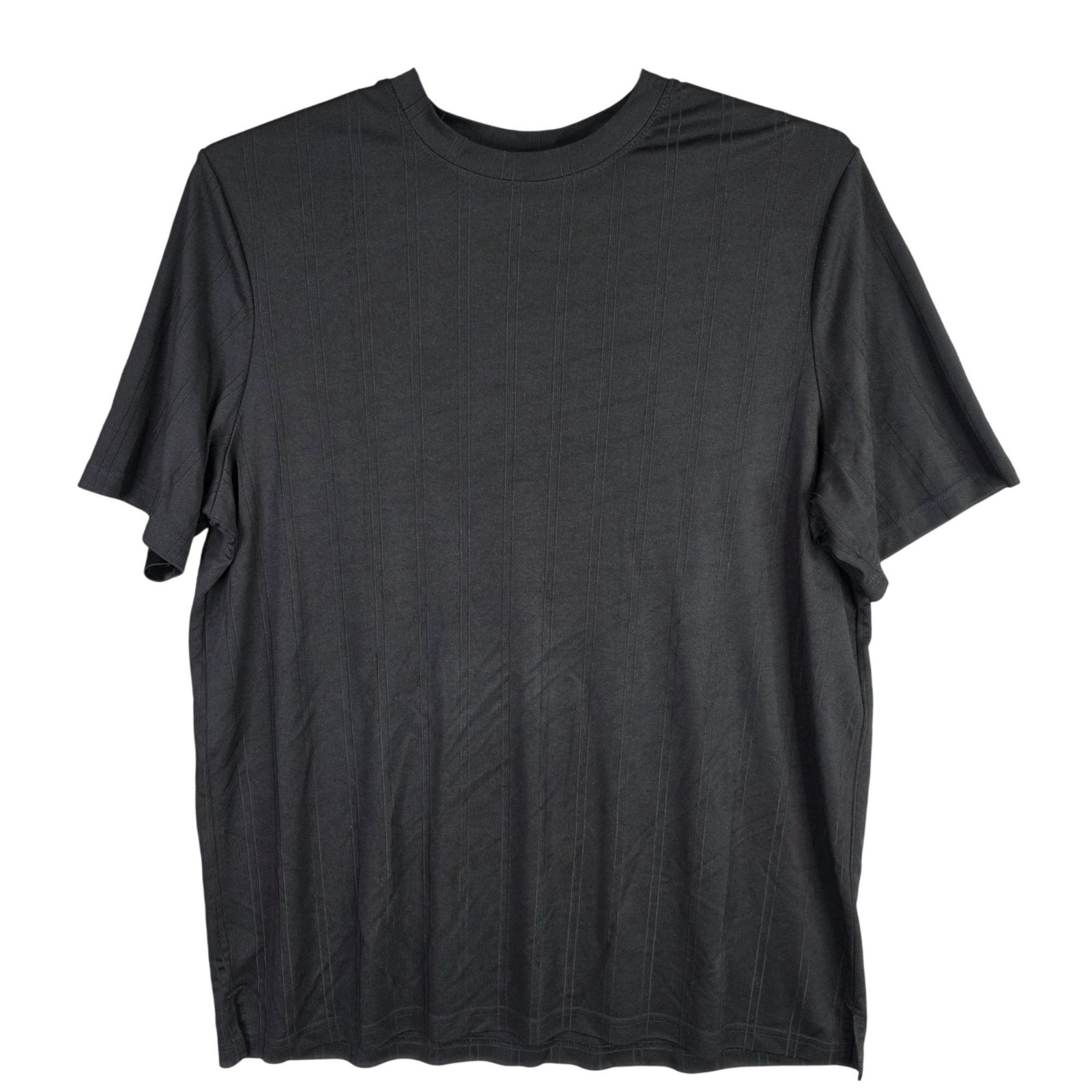 Mens King Size Black T Shirt Short Sleeve Crew Neck Rayon Polyester Blend 2XL gallery