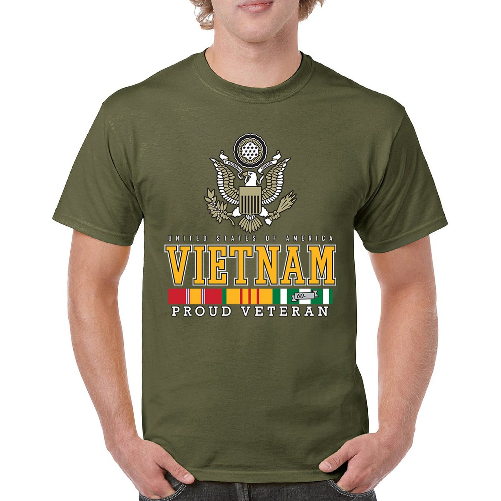 Vietnam War Proud Veteran T-shirt American Army Vet DD 214 Patriot Men's Tee gallery