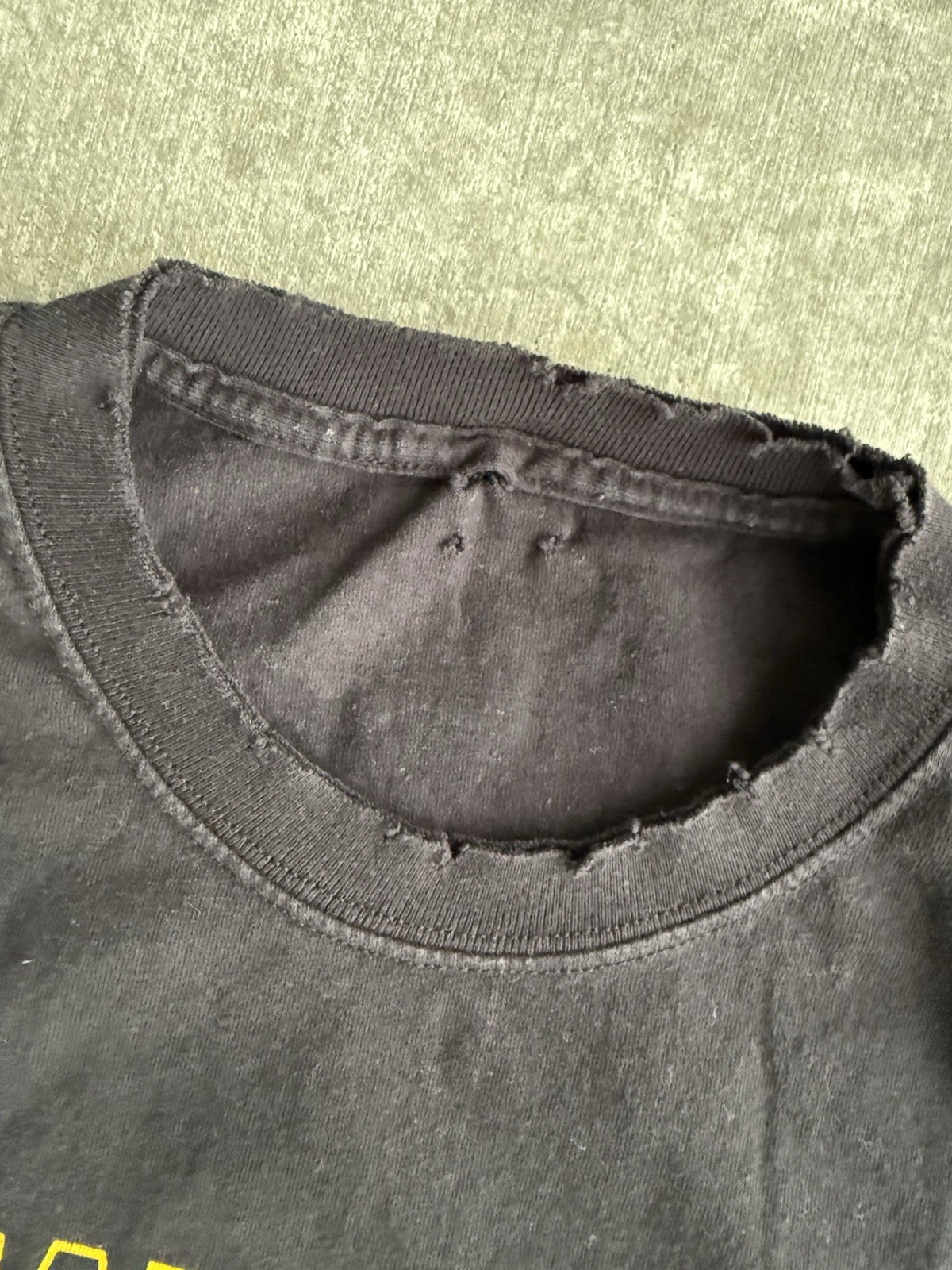 Vintage 90s Swimming Blazer Warning T Shirt Distressed Boxy Black No Tag Mens L gallery