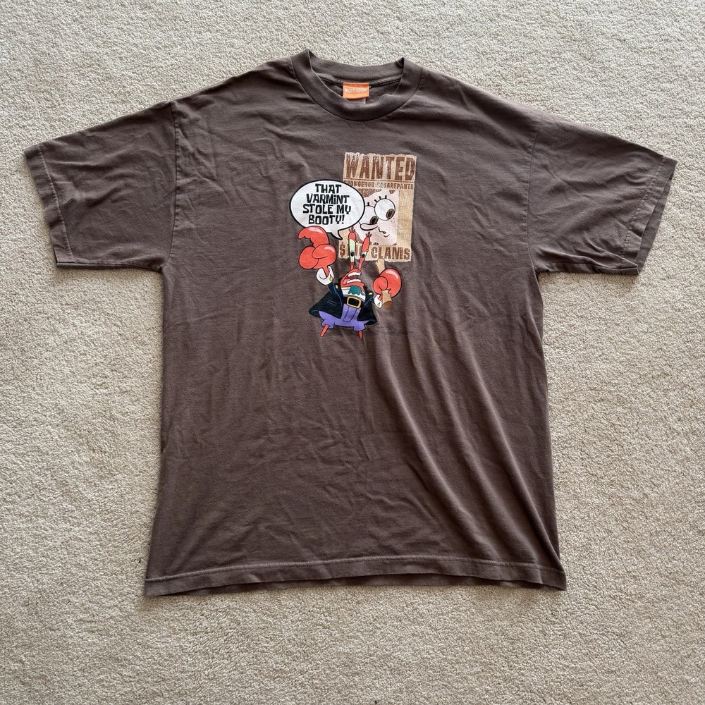 Vintage 2003 SpongeBob Square Pants Shirt Brown Men’s XL Varmint Stole My Booty