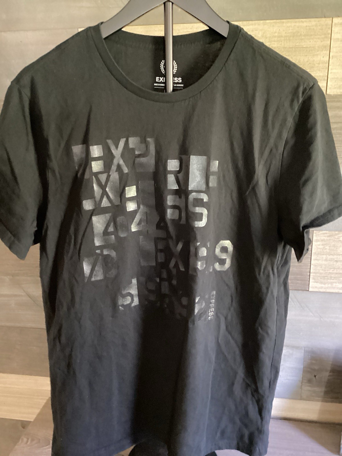 Express Graphic Print T-Shirt Black W Black Logo Size Medium Men gallery