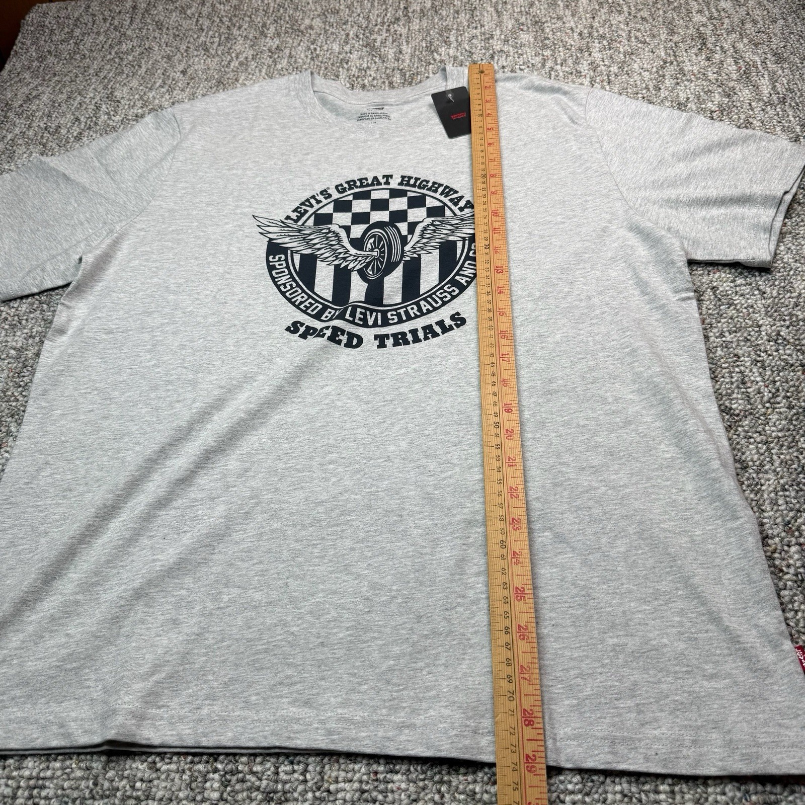 Levis Shirt Mens Large Relaxed Great Highway Speed Trials Short Sleeve Gray NWT gallery