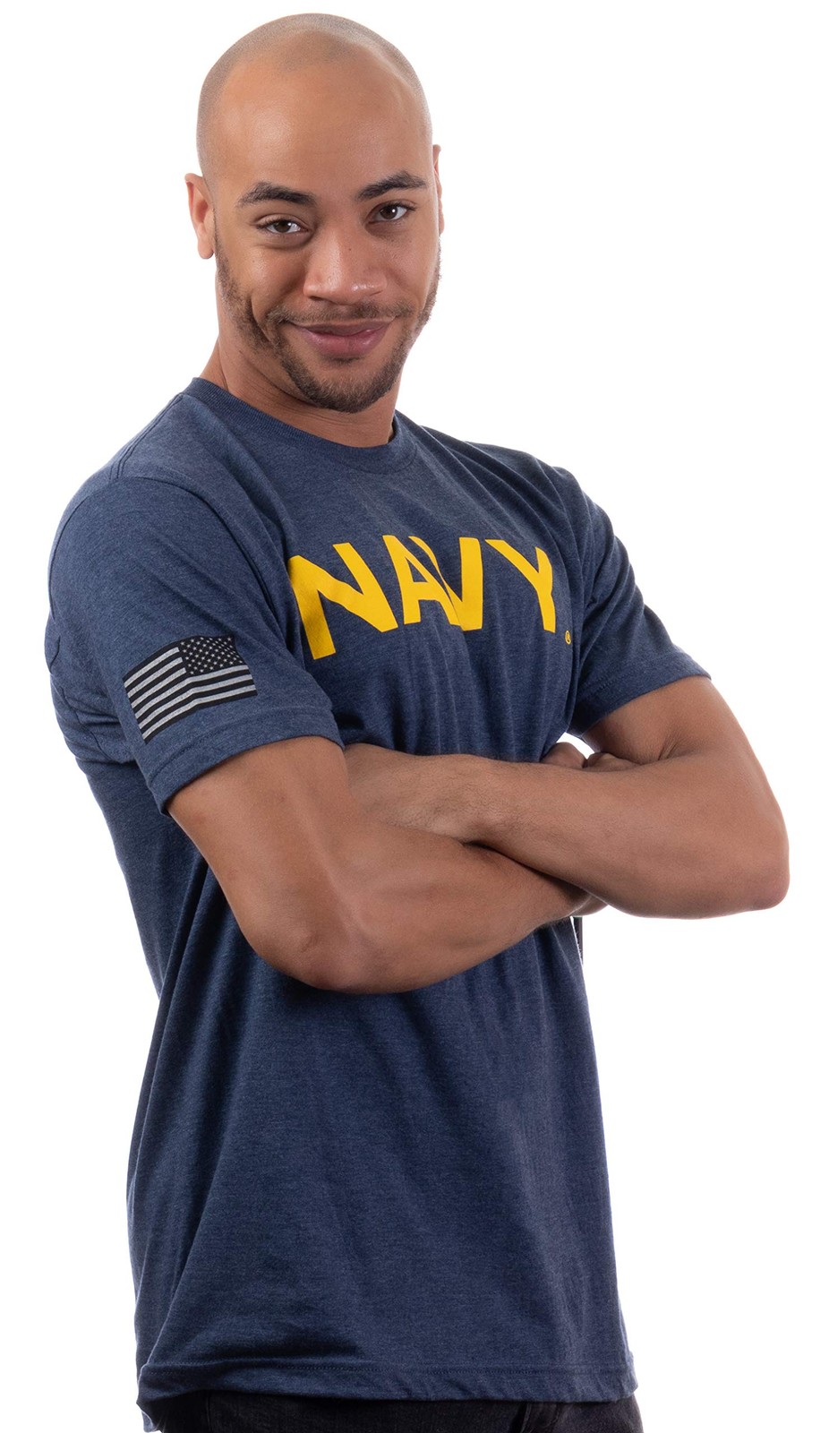 Navy Chest Print & U.S. Military Sleeve Flag – Naval Veteran Sailor Style Shi…