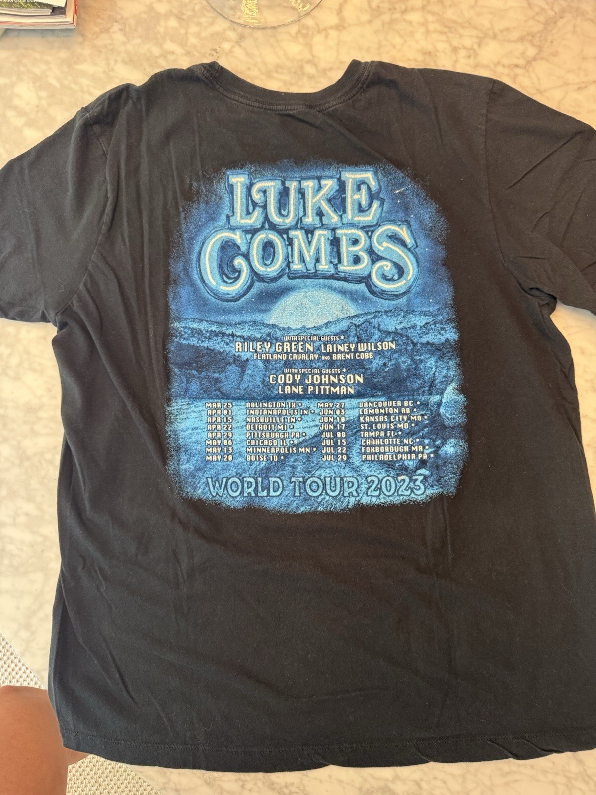 Luke Combs with Riley Green and Lainey Wilson 2023 Tour Black and Blue T-Shirt gallery