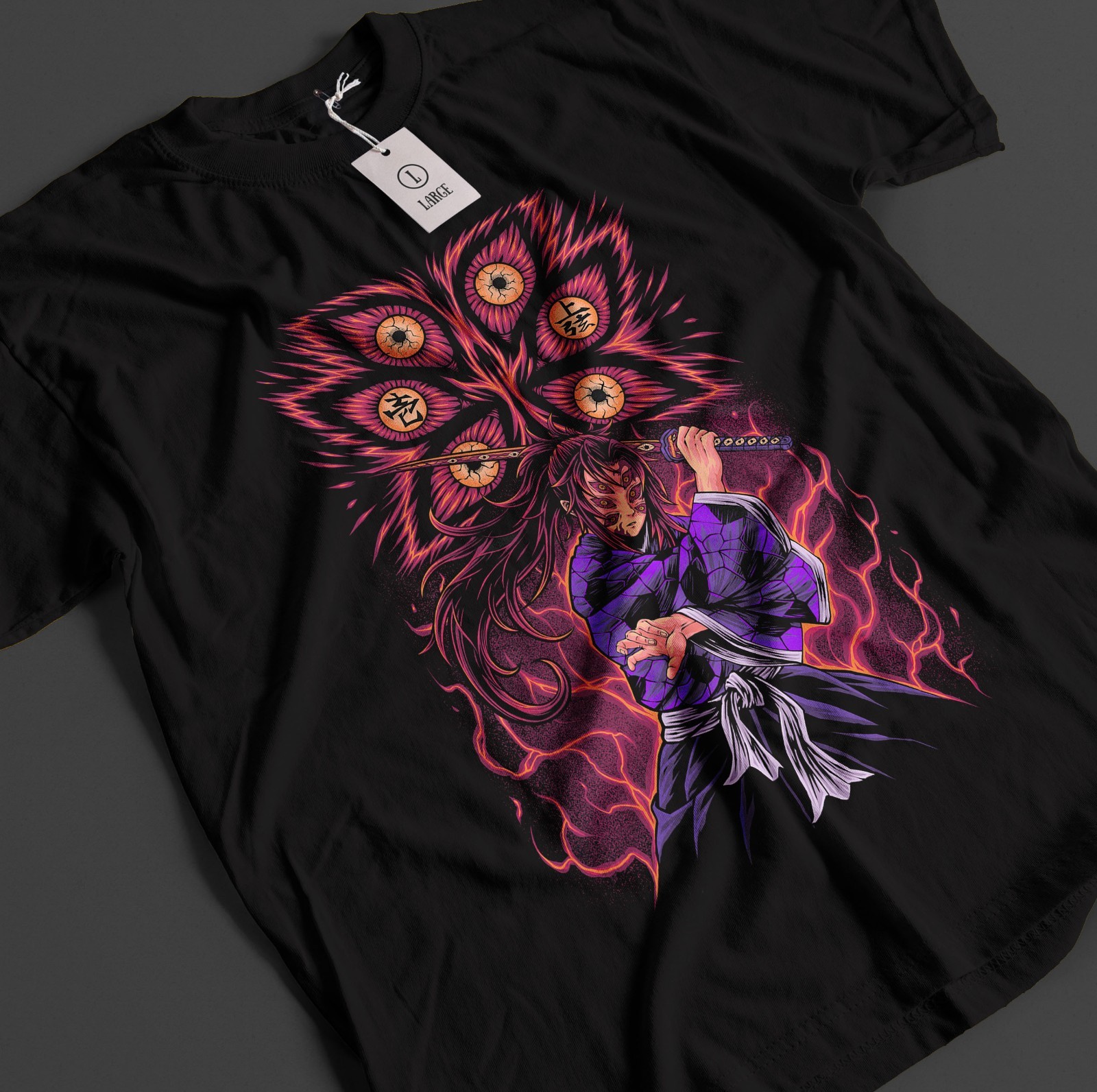 Demon Slayer Shirt Kokushibo Upper Moon 1 T-Shirt Tanjiro KNY Anime Muzan Tee gallery