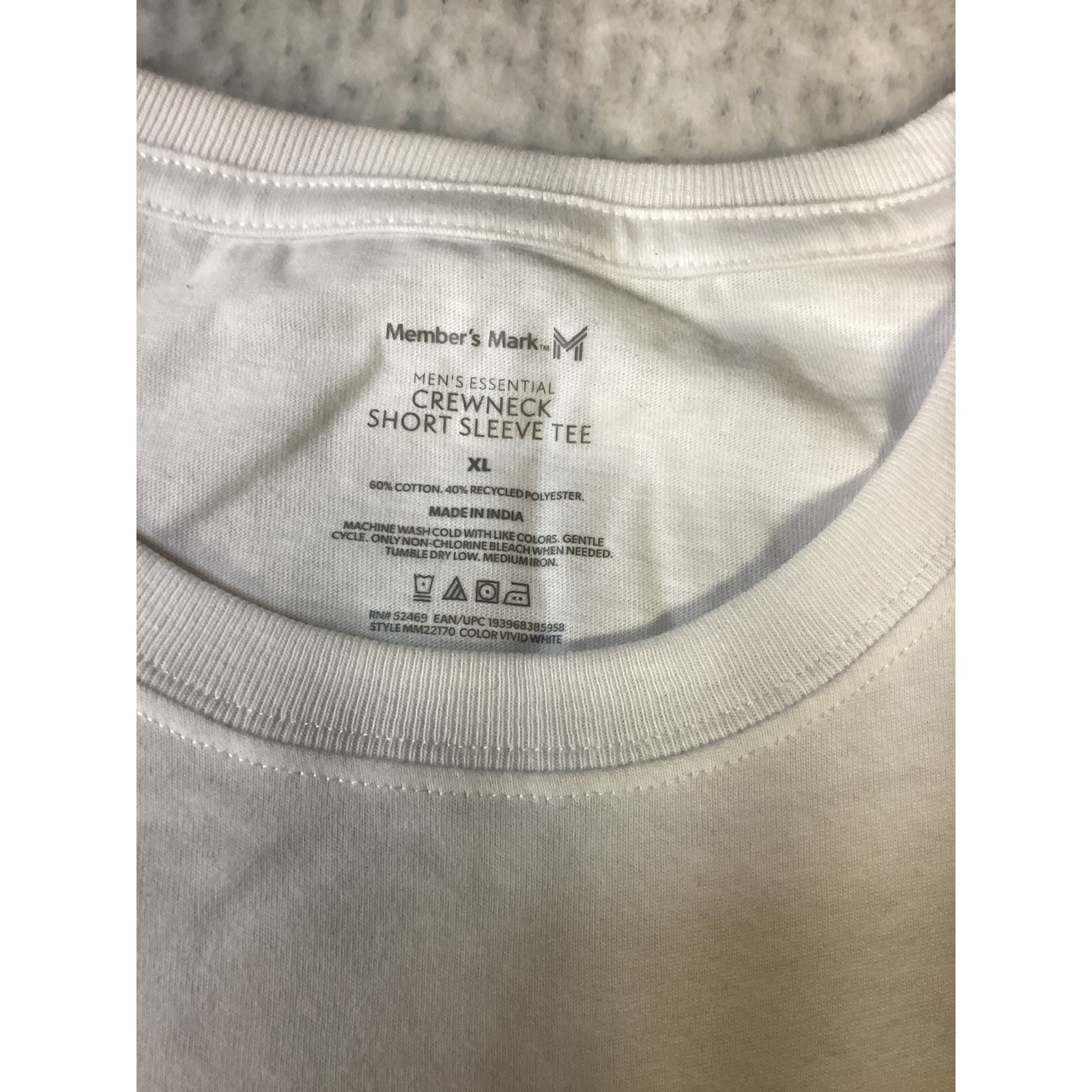 Members Mark Mens Essential Crewneck Short Sleeve Tee White XL MM22170 NWT gallery