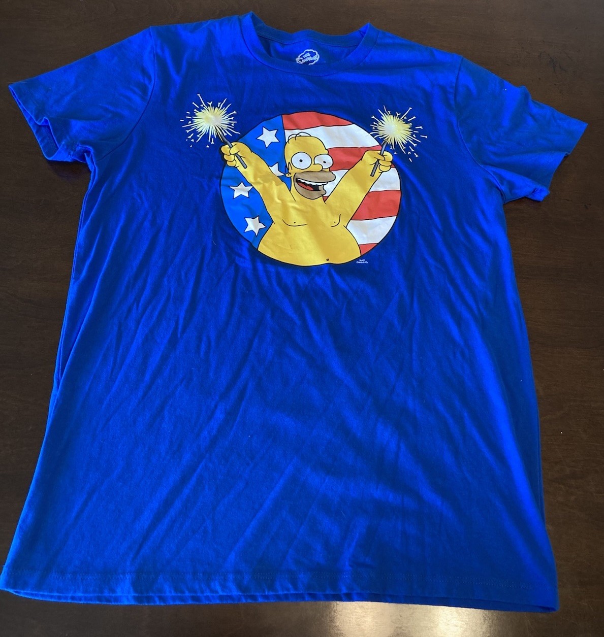 The Simpsons Homer 4th of July Flag and Sparkler T-shirt Size Medium Patriotic