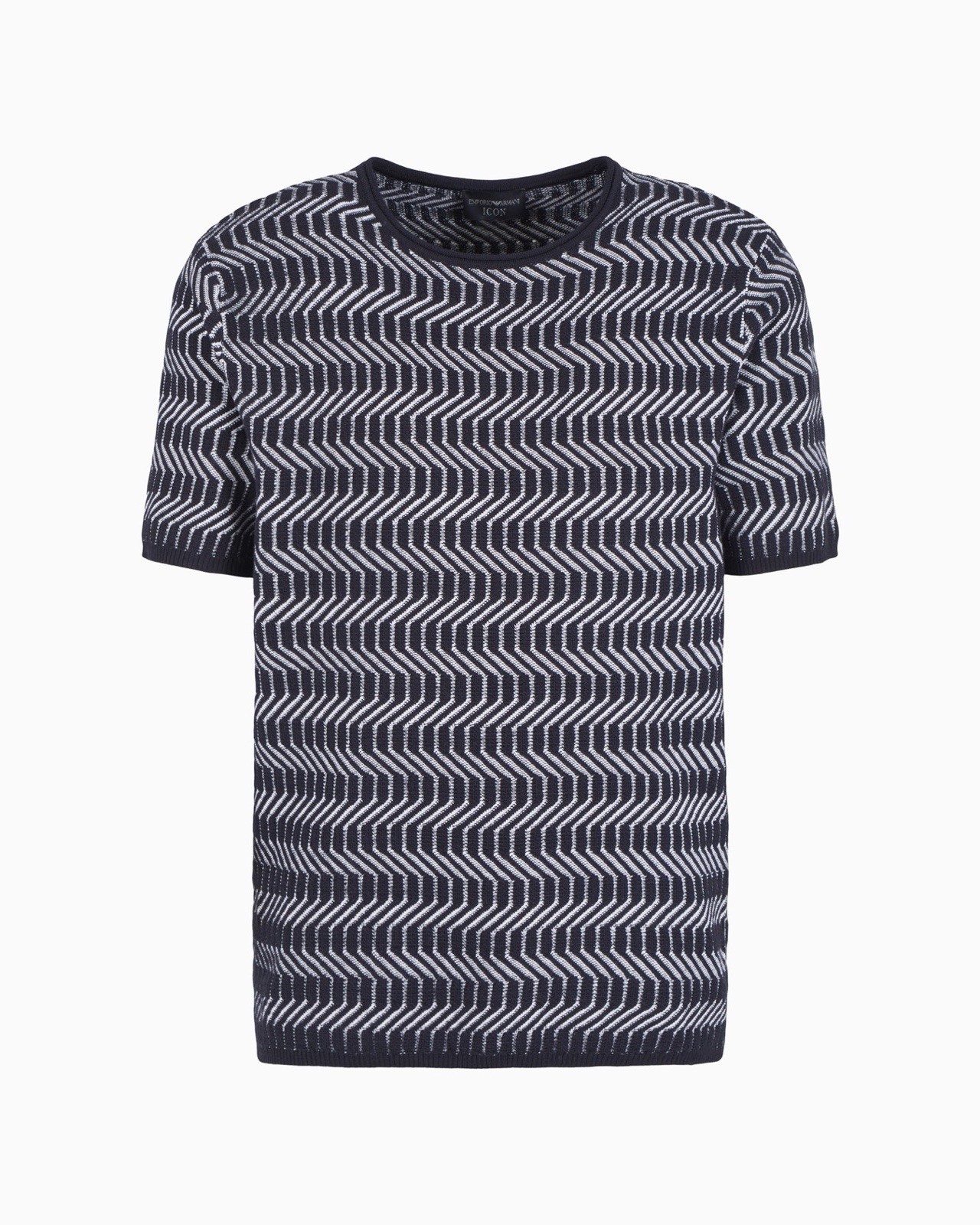 Armani Icon Virgin Wool Crew-Neck Jumper Op-Art Jacquard Size: XXL gallery