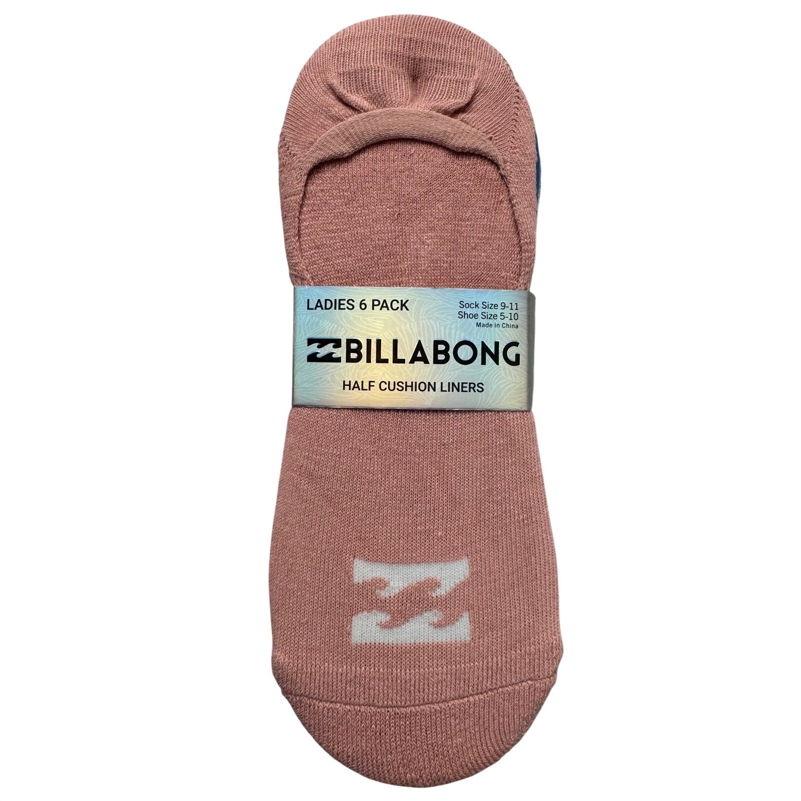 Billabong Women 6 Pack Half Cushion Liner Socks No Show Multi Color shoe Sz 5-10