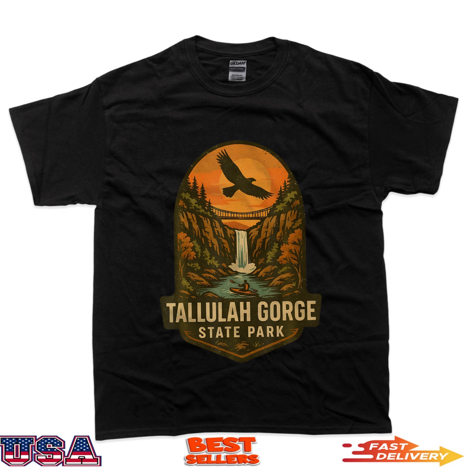 Tallulah Gorge Shirt Waterfall Bridge Kayak Georgia Park T-Shirt gallery