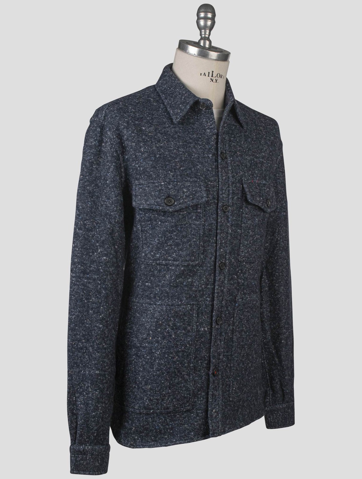 NEW ISAIA BLUE VIRGIN WOOL CASHMERE SILK COTTON OVERSHIRT EU 56 - US 46 - 2XL I gallery