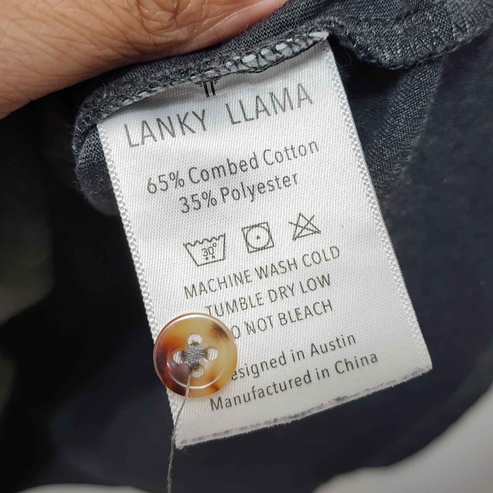 Lanky Llama Craftsman Henley Men's T-Shirt L Tall Slim Fit Knit Gray Polycotton gallery