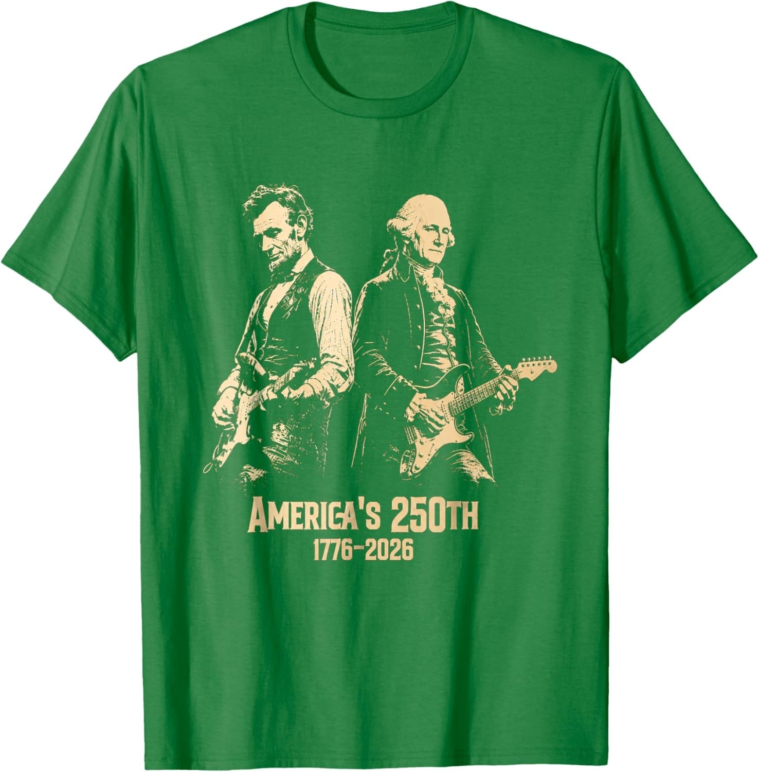 George Washington Lincoln Playing Guitar Abe Lincoln 250th T-Shirt gallery