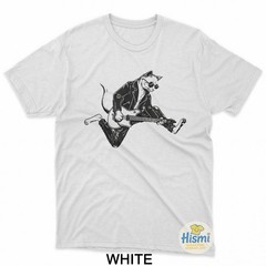 Punk Rock Cat Playing Electric Guitar Funny Musician T-Shirt
