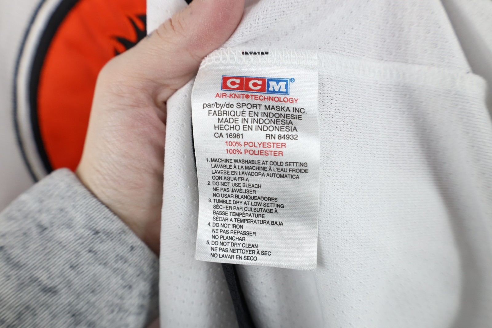 Vintage 90s CCM Mens XL Soul Patch Mesh Hockey Jersey Orange White Polyester gallery