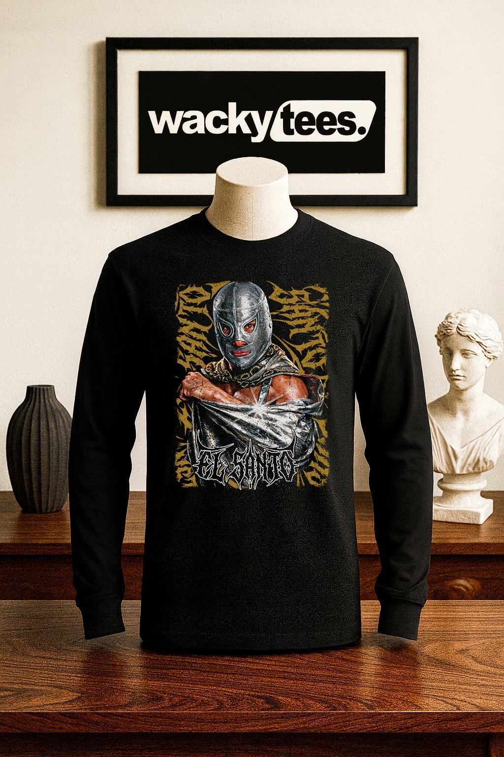 Lucha Libre El Santo Luchador Wrestling Oro Retro Style Graphic Tee Shirt gallery