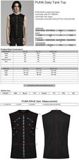 PUNK RAVE Men Black Punk Rock Gothic Steampunk Sleeveless Tops Tank Vest
