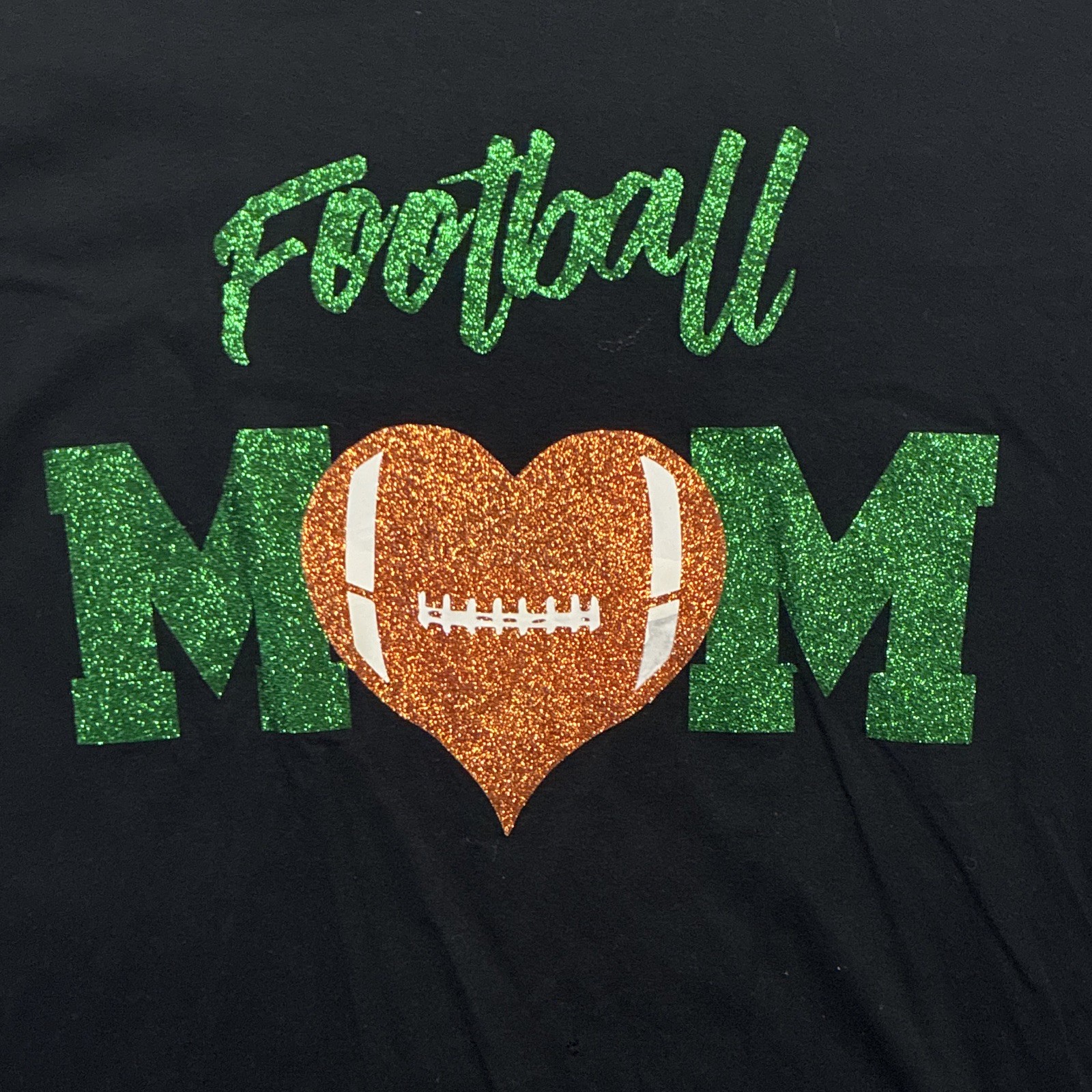 Gildan XL Football Mom Black Crew Neck Short Sleeve Knit T-Shirt Glitter Design gallery
