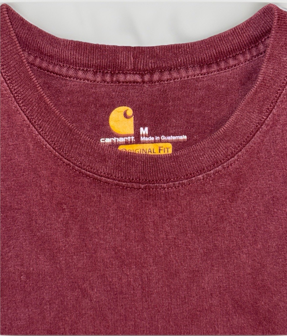 Carhartt K87 Original Fit Burgundy Pocket T-Shirt Men's M Cotton Crew Neck gallery
