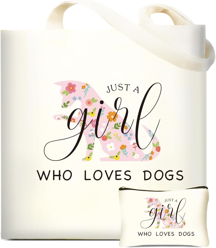 Dog Lover Gifts Canvas Tote Bag – Cute Dog Mom Reusable Grocery Bag for Women