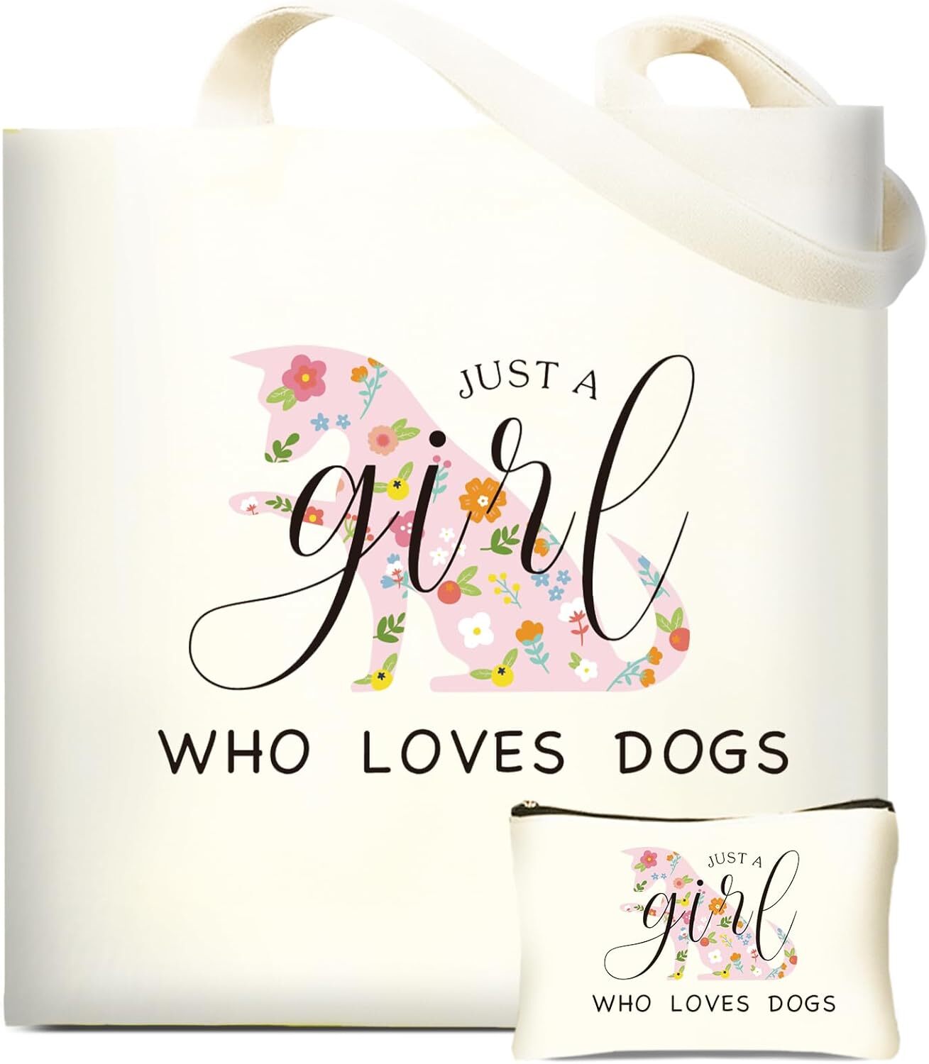 Dog Lover Gifts Canvas Tote Bag – Cute Dog Mom Reusable Grocery Bag for Women