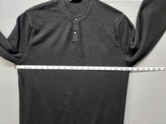 Metropolitan View Men Shirt M Black 100% Cashmere Henley Long Sleeve Relaxed Fit