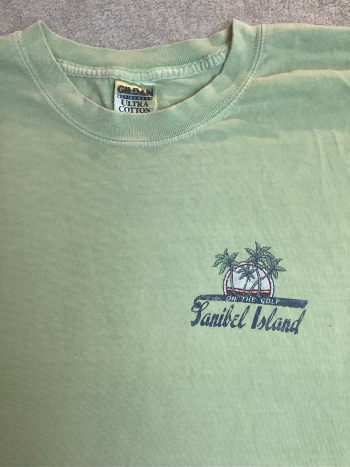 Mens Tropical Graphic Short Sleeve Lime Green Crew Neck T-shirt Large gallery