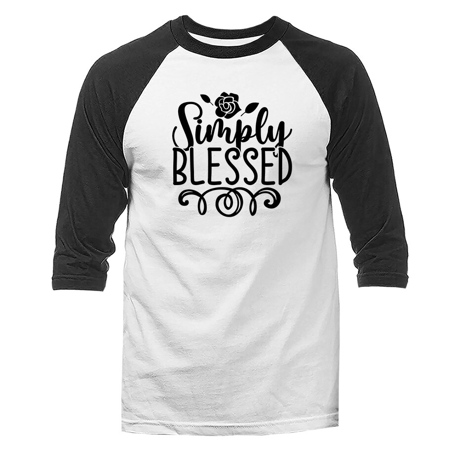 Simply Blessed Christian Religious Bible Church Jesus Christ 3/4 Sleeve Raglan