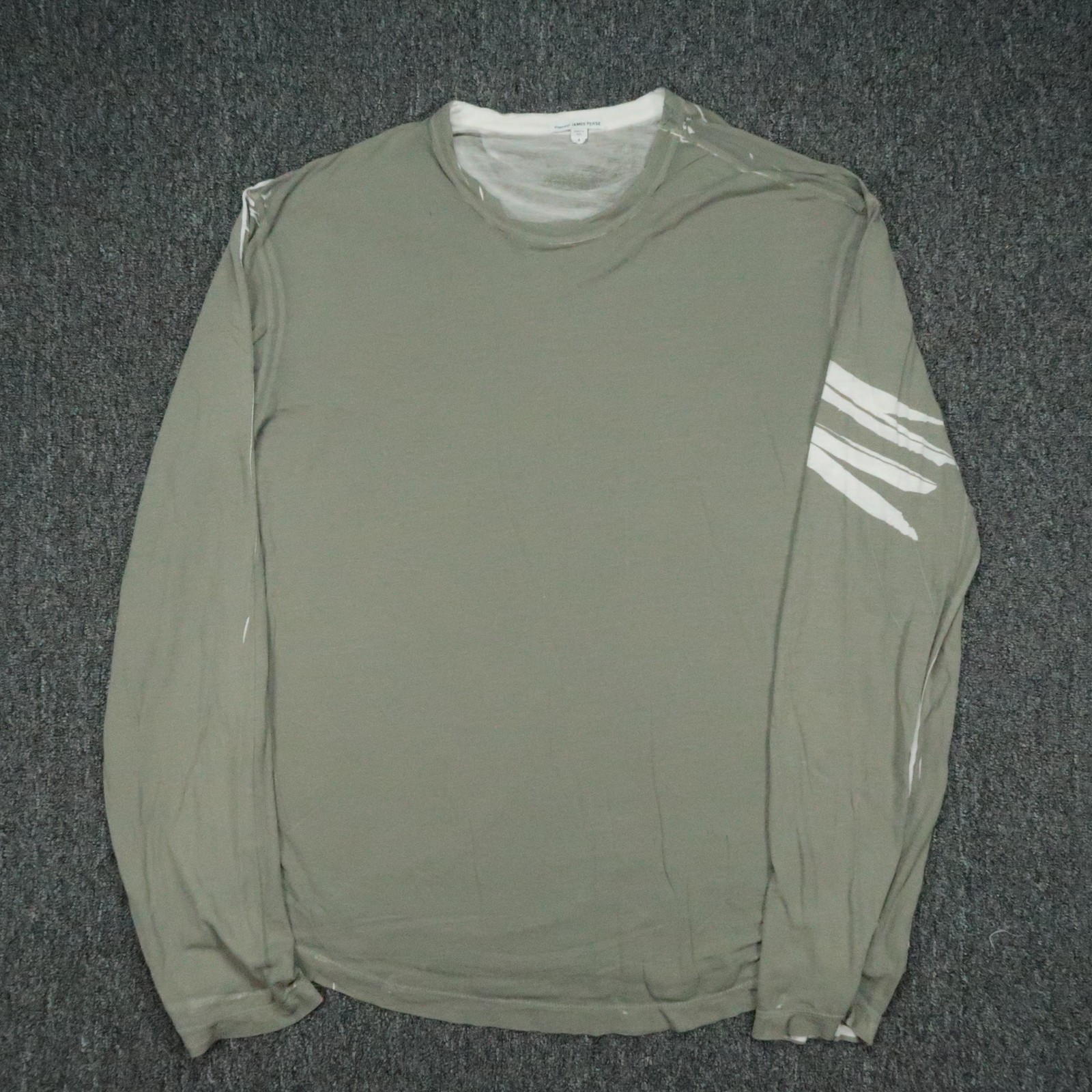 James Perse Shirt Mens XL Green Shirttail Hem Crew Long Sleeve Tee gallery