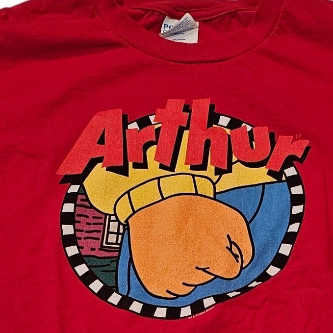 Arthur Angry Fist Graphic T-Shirt Men's Small Red PBS Kids Retro gallery