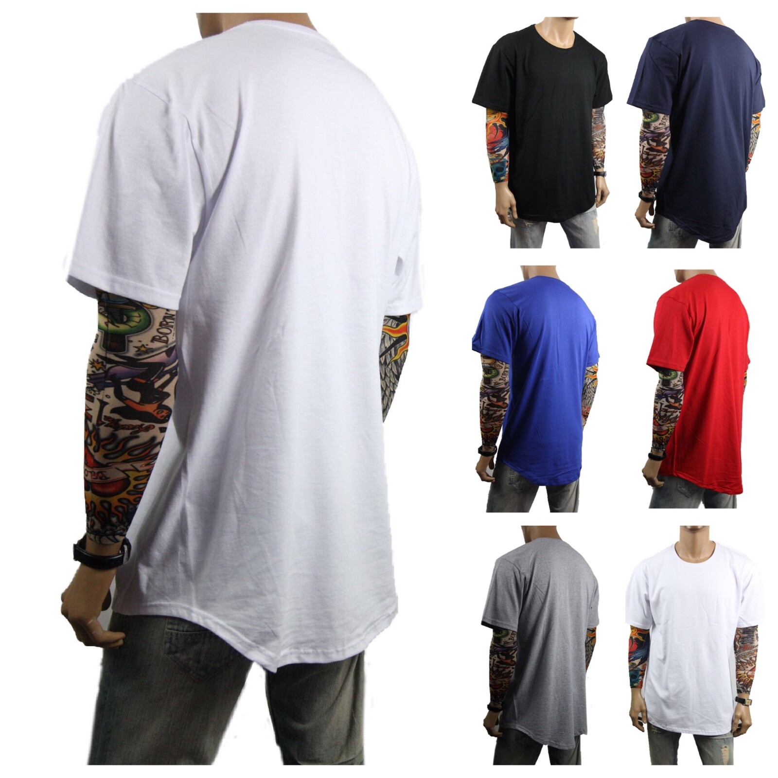 Men T-Shirts BIG & TALL Heavy Weight Long Extended Casual Active Crew Neck S-5X gallery