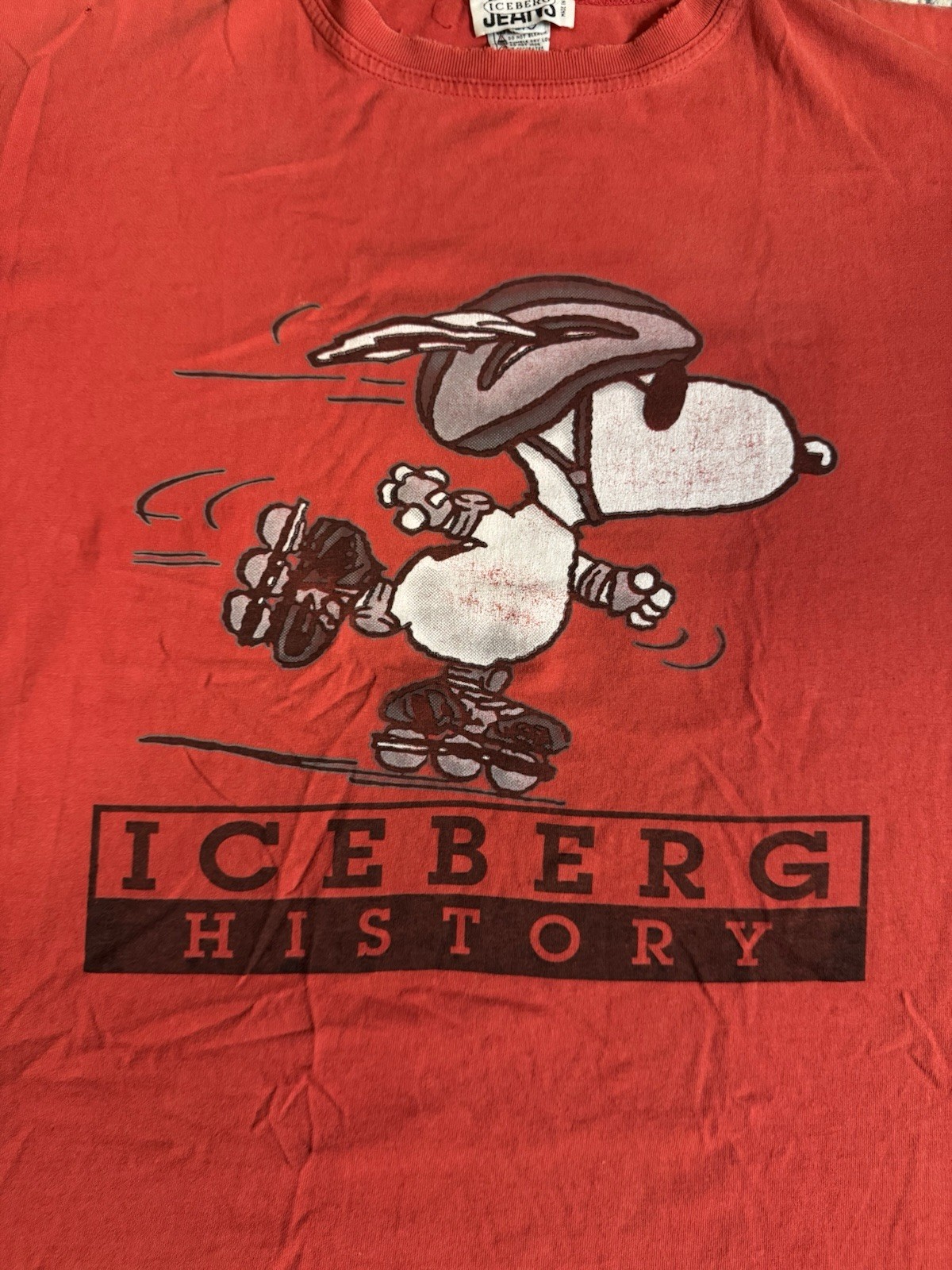 Vintage 90s Iceberg History Snoopy Skate T Shirt Size 2XL Cartoon Sports Hip Hop gallery