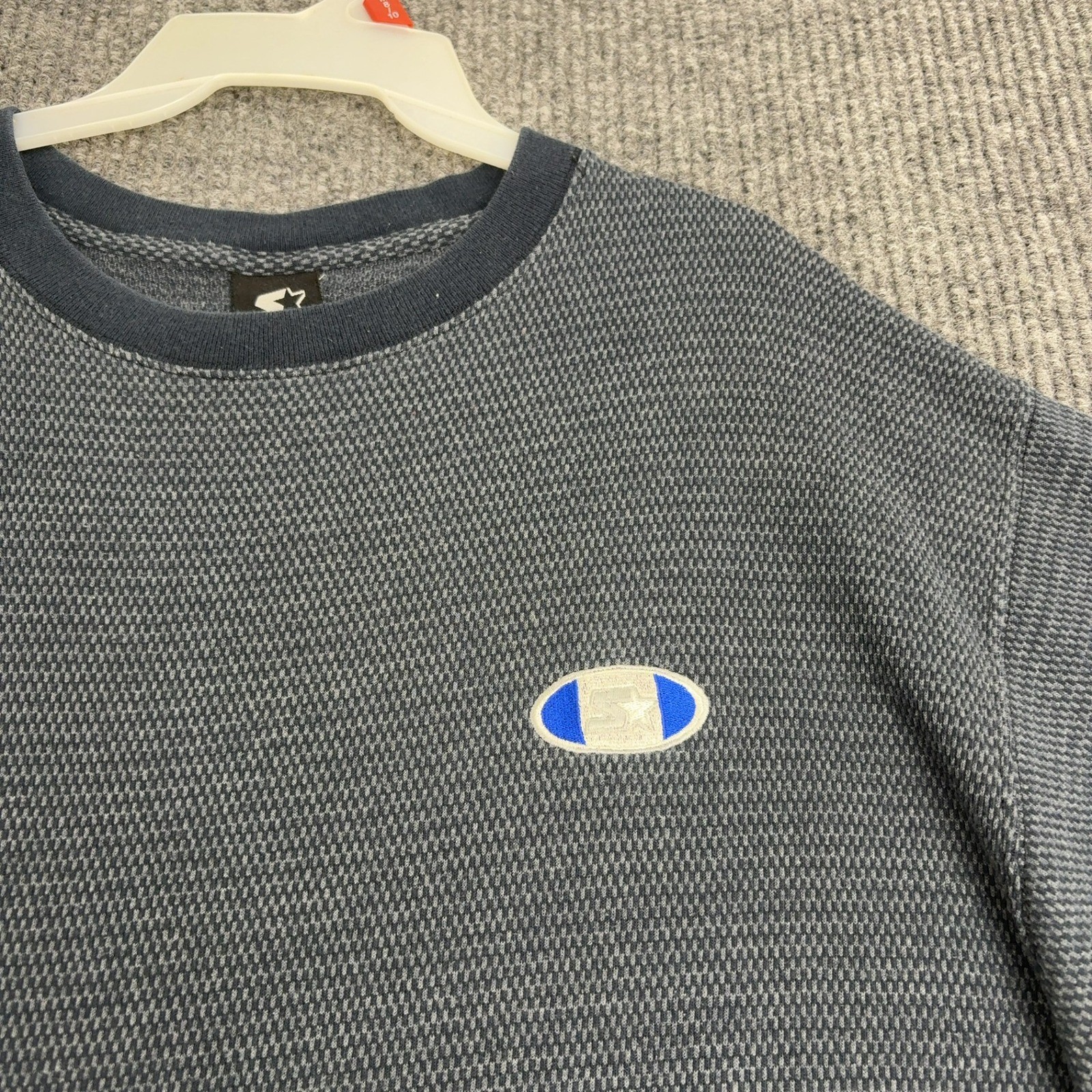 Vintage Starter T Shirt Mens XL Blue Textured Knit Embroidered Logo Sportswear gallery