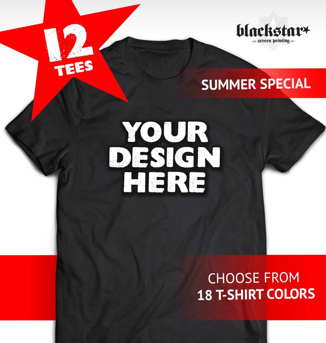 SUMMER SPECIAL! GILDAN 12 LIGHTWEIGHT T-SHIRTS CUSTOM SCREEN PRINTING 1-COLOR gallery