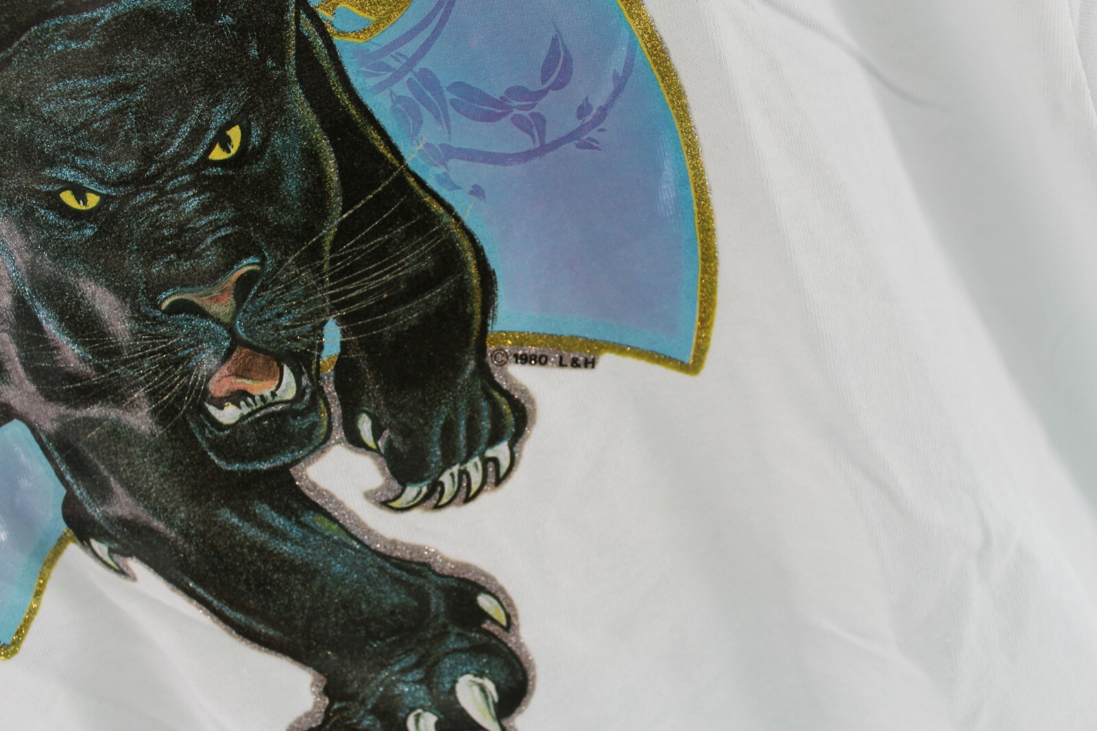 True Vintage 1980 L&H Panther Sparkle silk screen on a new mens XL Shirt unique gallery