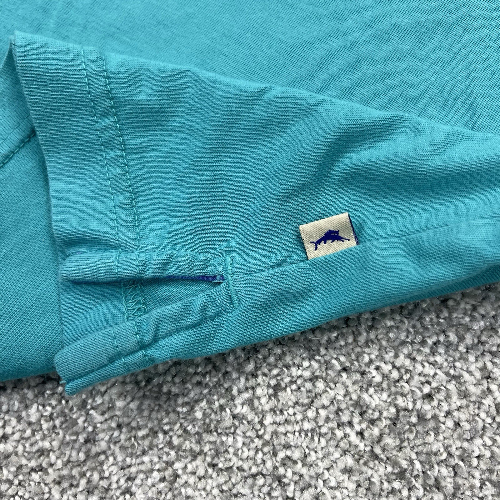 Tommy Bahama T Shirt Mens Medium Relax Pocket Tee Cotton Teal Blue Marlin Logo gallery