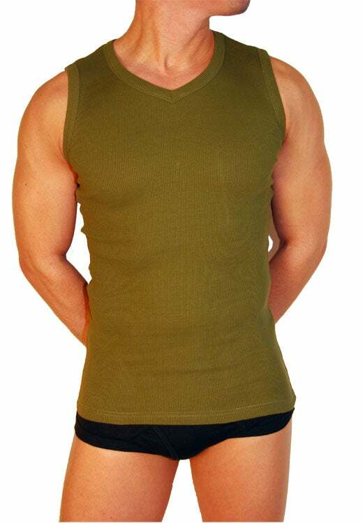 Jocko Men’s Van Ribbed Tank Top Army Green Size Small- Large J1002 157B