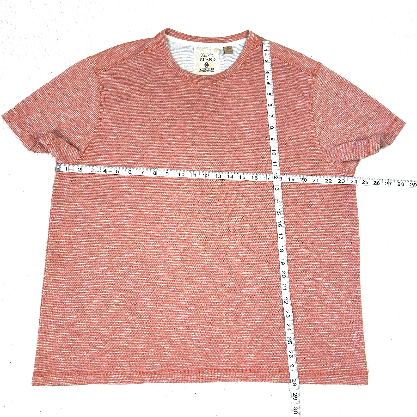 Tasso Elba Island T Shirt Mens XL Rust Striped UPF Sun Protection Rayon Blend gallery