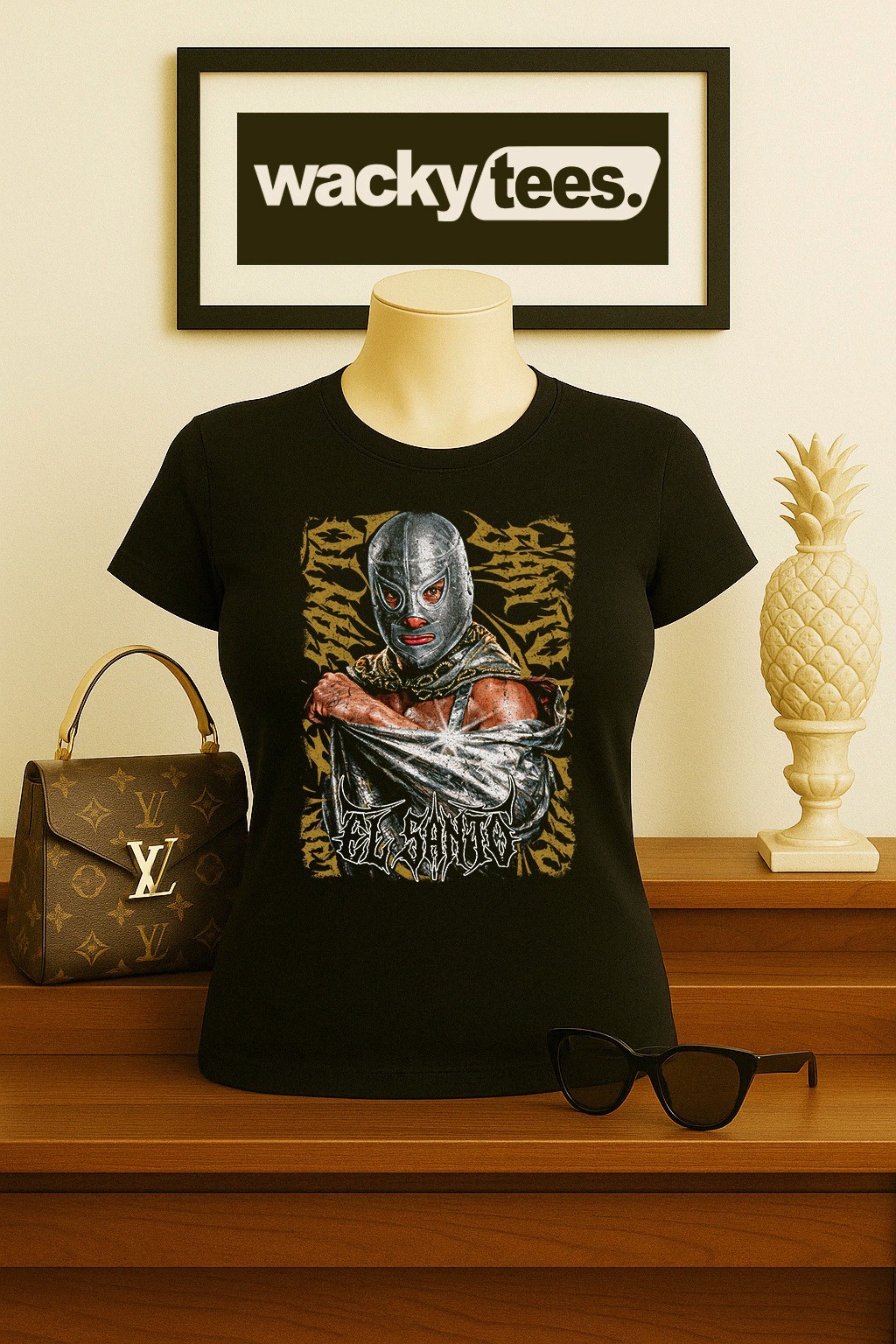 Lucha Libre El Santo Luchador Wrestling Oro Retro Style Graphic Tee Shirt gallery