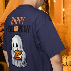 Halloween special back printed oversized round neck t shirt for Men