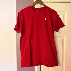 Apple Logo T-Shirt Size M Minimalist Red Tech Employee Promo Short Sleeve Tee