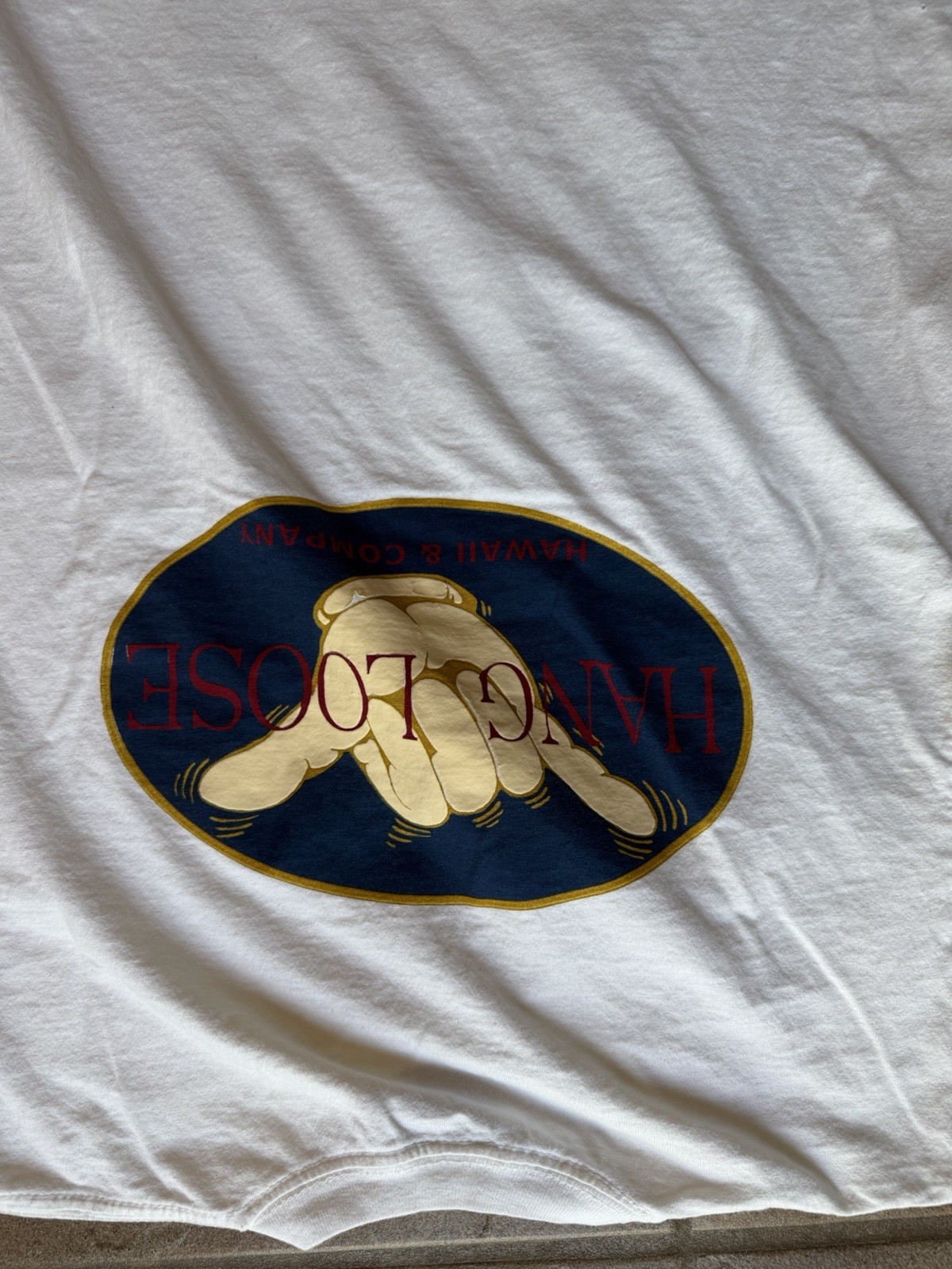 Vintage Hang Loose Hawaii & Company Blue Large Cotton T Shirt Large Made In USA gallery
