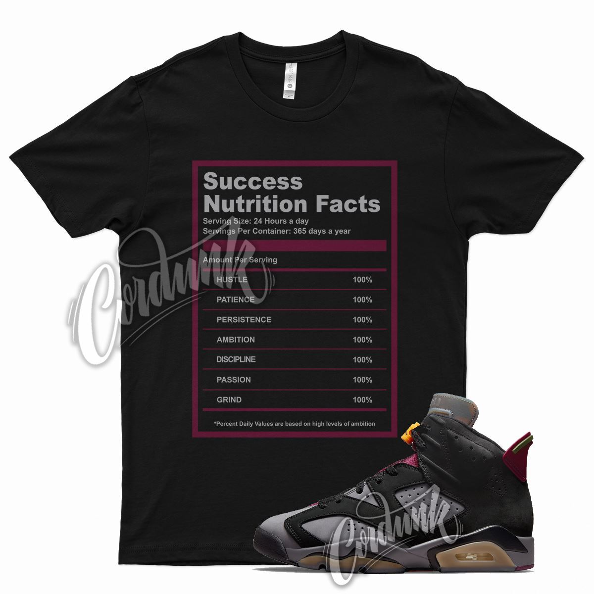 Black SUCCESS Shirt for Air J1 6 Bordeaux Graphite Dark Grey Maroon Charcoal gallery