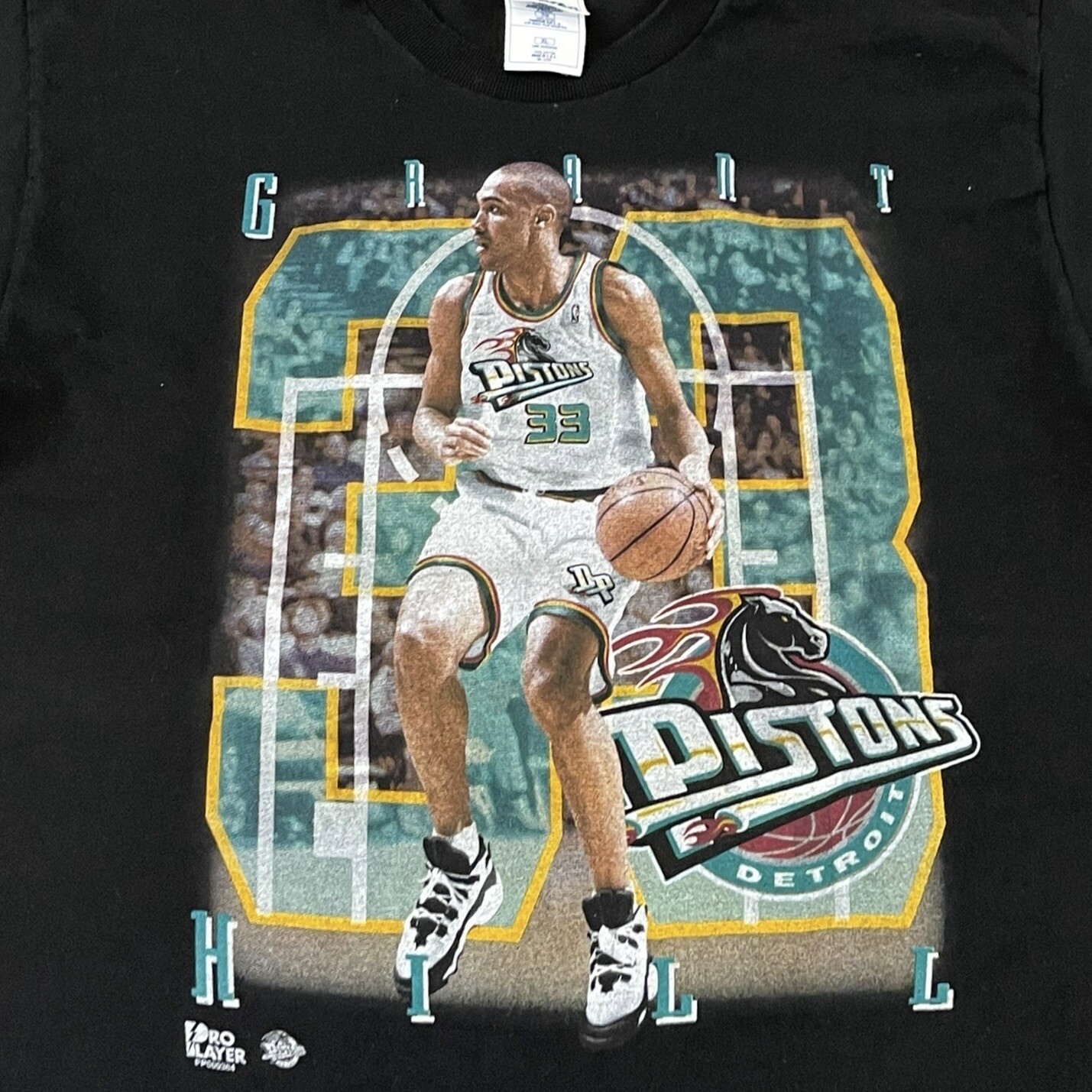 Vintage Grant Hill Detroit Pistons Player Tee T-shirt 90s Pro Player Sz XL gallery