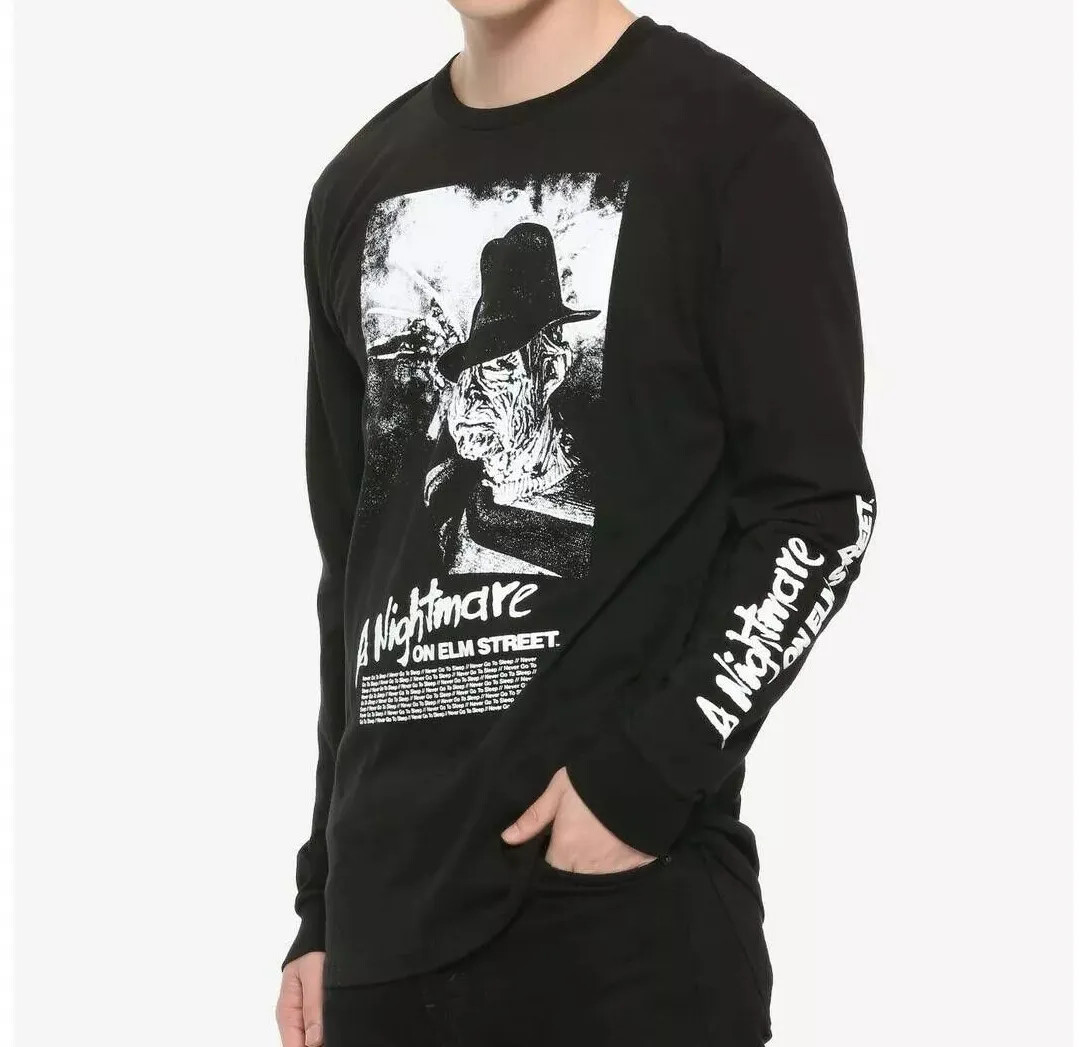 A Nightmare On Elm Street Movie Black & White Freddy Long-Sleeve Tee Shirt New gallery
