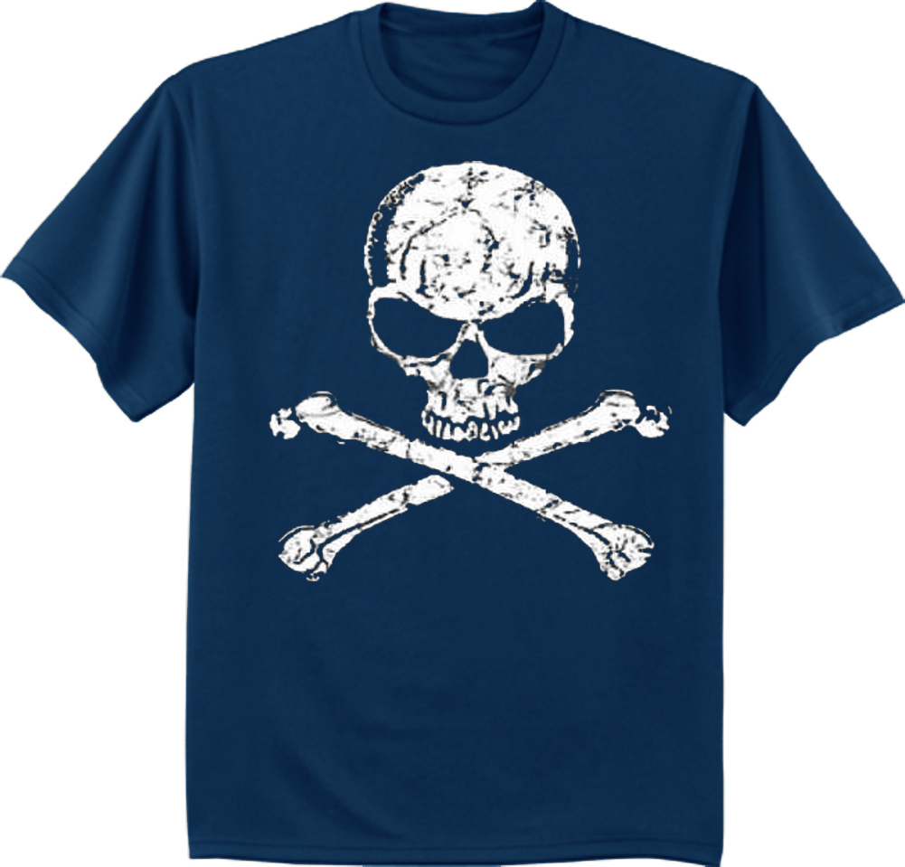 Skull and Crossbones t-shirt for men pirate decal design tee shirt jolly roger