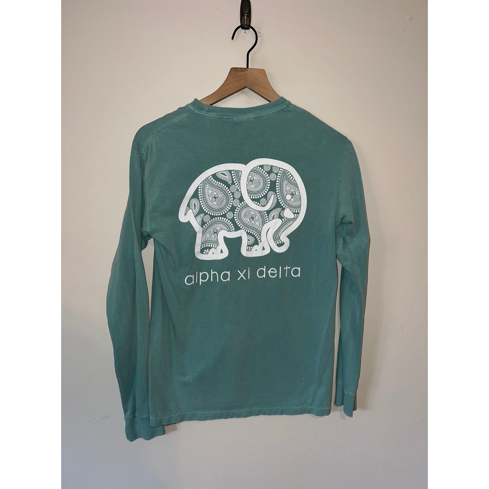Alpha Xi Delta Shirt Long Sleeve Elephant College Green Y2K Comfort Colors Small gallery