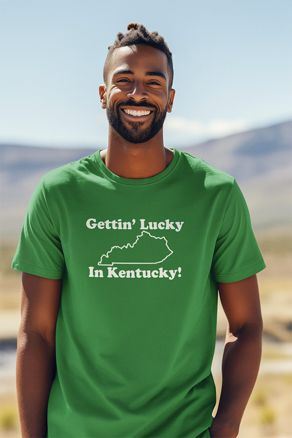 Gettin Lucky In Kentucky - classic hipster humor - Unisex Cotton T-Shirt Shirt gallery